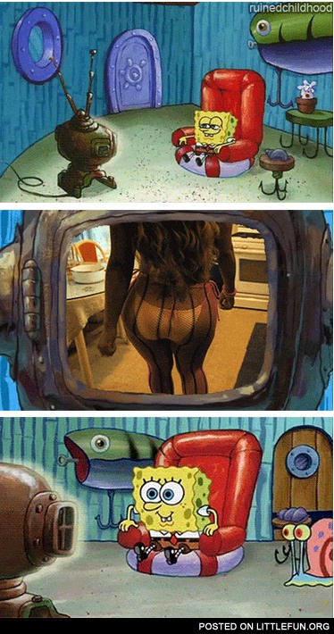 Spongebob watches TV