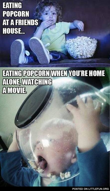 Eating popcorn