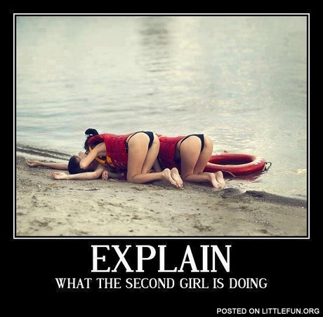 Explain what the second girl is doing