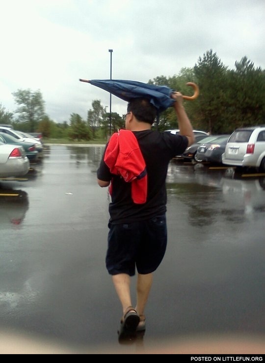 Smart guy and umbrella