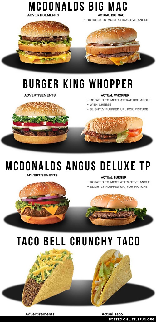 Advertising Vs. Reality (Fast food)