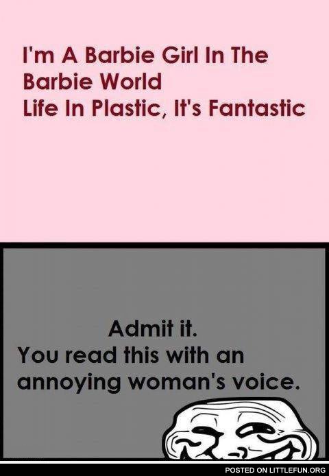 I'm a barbie girl in the barbie world