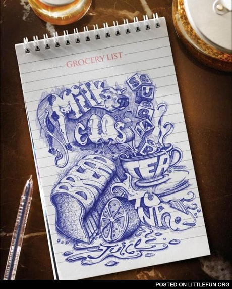 Grocery list level: Artist