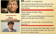 Bill Gates and his son in a restaurant