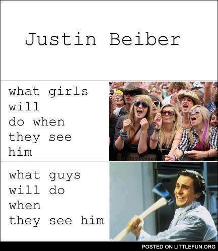 Justin Bieber and guys reaction