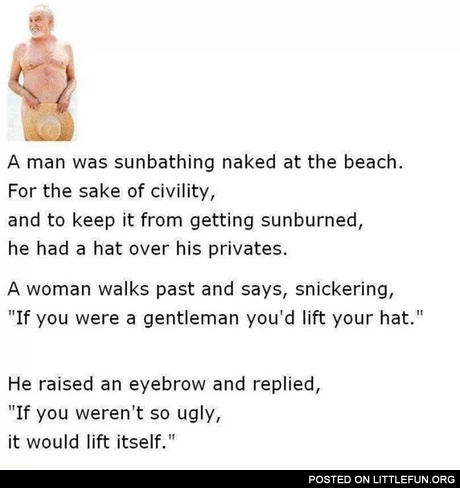 A man was sunbathing naked at the beach