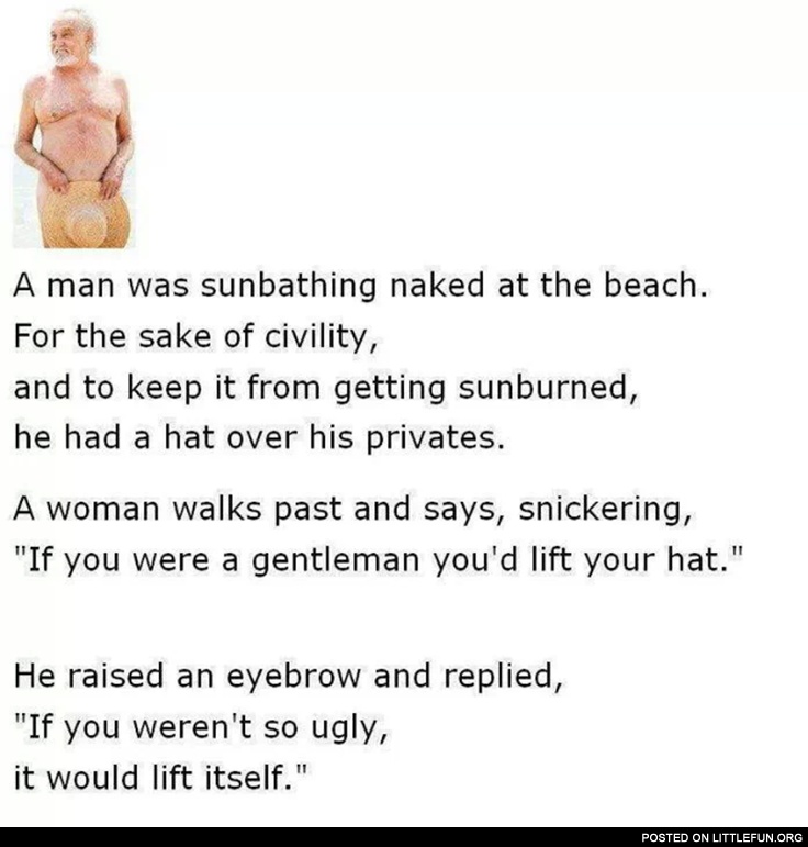 A man was sunbathing naked at the beach