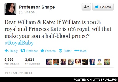 Prince William, Kate Middleton and half-blood prince