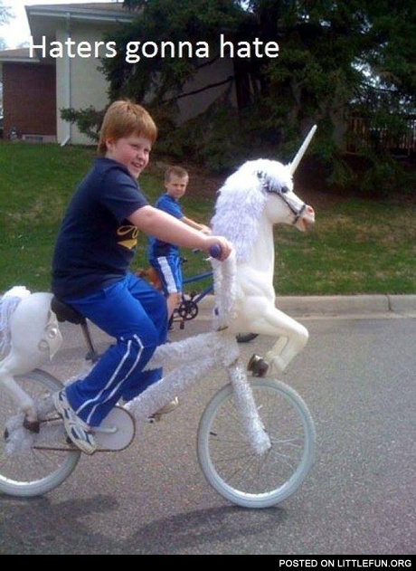 Haters gonna hate. Unicorn bike.