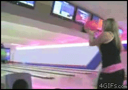 Blonde, bowling, fail