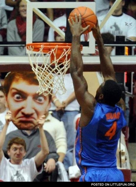 At a basketball game. WTF?