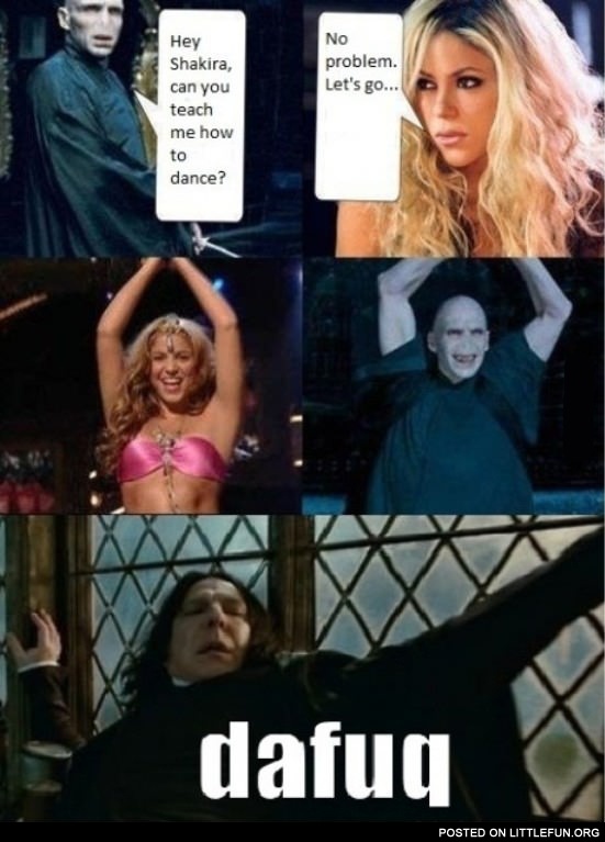 Shakira and Voldemort dancing