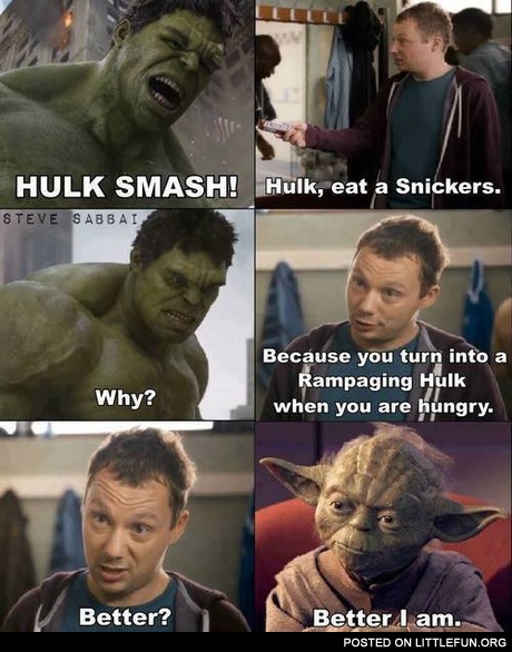 Hulk eat a snickers