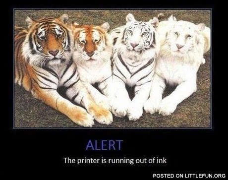 The printer is running out of ink