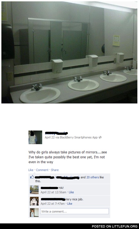 Why girls always take pictures of mirrors?