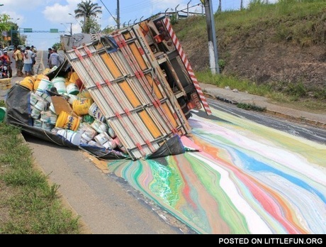 Paint truck accident