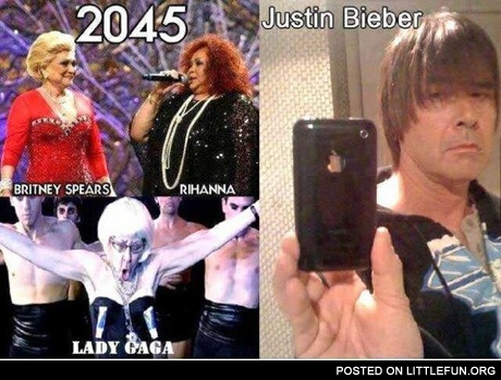 Britney Spears, Rihanna, Lady Gaga and Justin Bieber at 2045
