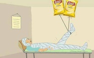 Lays at the hospital