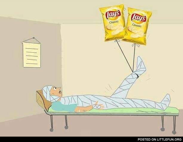 Lays at the hospital