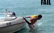 Failed jump off the boat