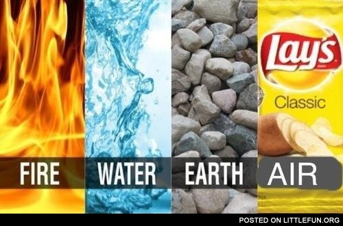 Fire, water, earth, air