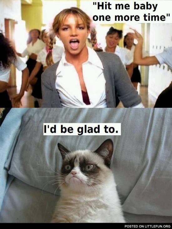 Grumpy cat, hit me baby one more time