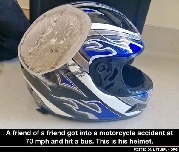 Motorcycle helmet after accident