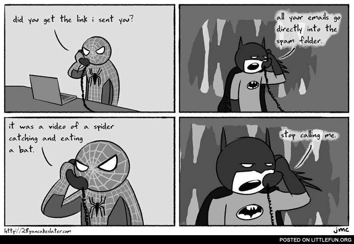 Spiderman trolls batman