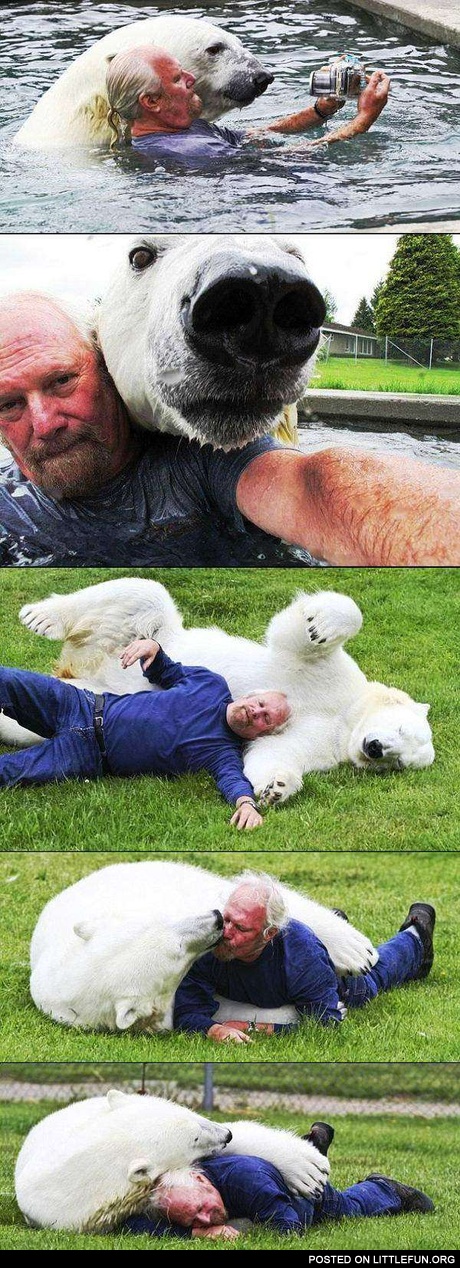 A Guy And His Pet Polar Bear