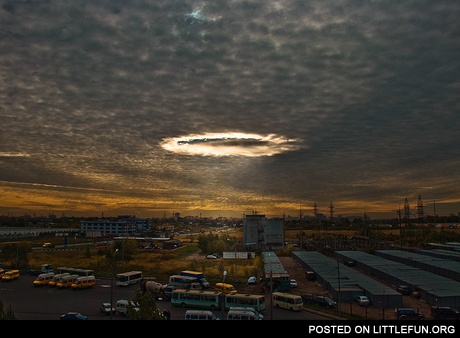 Hole Punch Cloud Phenomenon Over Moscow