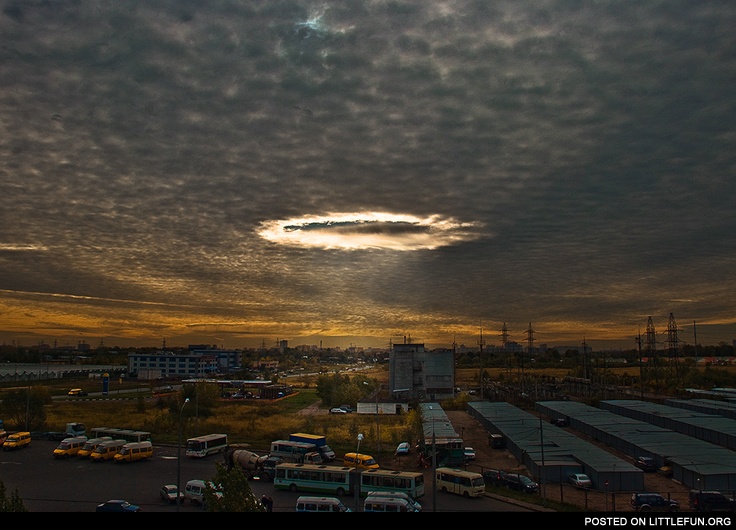 Hole Punch Cloud Phenomenon Over Moscow