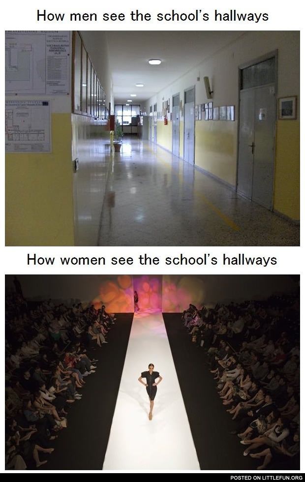 How men and women see the school's hallways