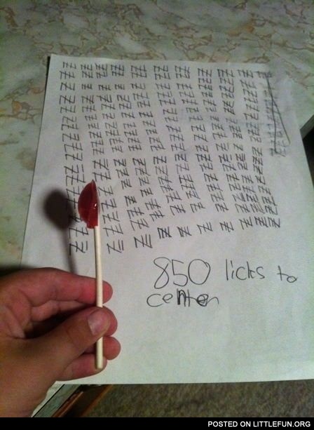 850 licks to center