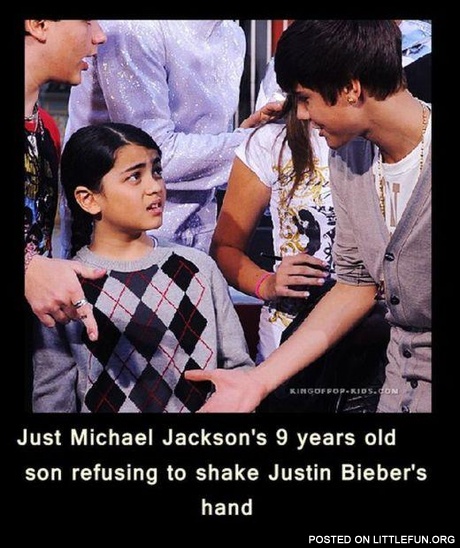 Michael Jackson's son refuses to shake Bieber's hand