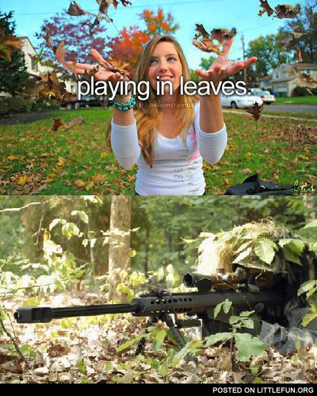 Playing in leaves