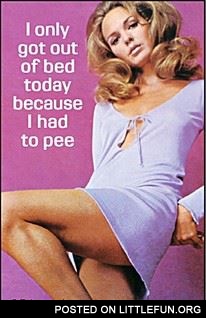 I only got out of bed today because I had to pee