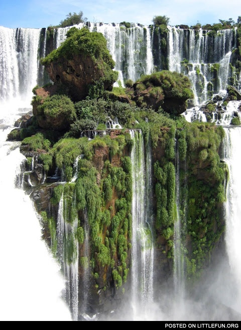 Waterfall Island, Alto Parana, Paraguay. Looks like Heaven.