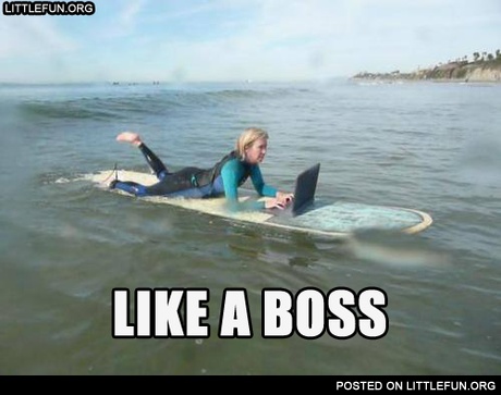 Serfing with laptop