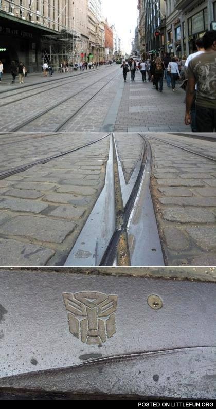 Mysterious Transformers symbols on Helsinki rails