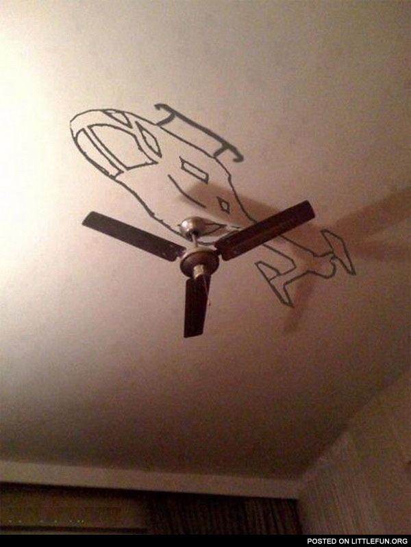 Ceiling fan helicopter
