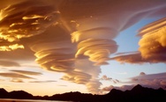 Beautiful spiral clouds above South Georgia island