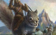Chewbacca is riding a giant squirrel and fighting nazis