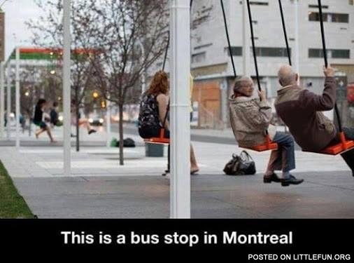 Bus stop in Montreal