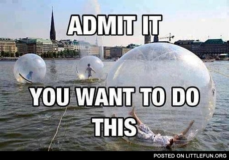 Walk water balls. Admit it, you want to do this.