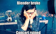 Poor Skrillex. Blender broke, concert ruined.
