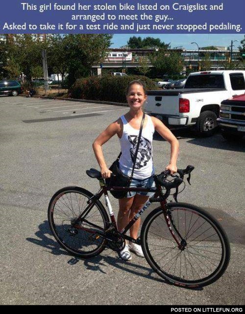 The girl found her stolen bike listed on Craiglist