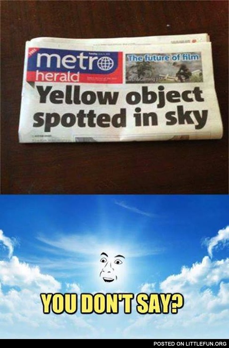 Yellow object spotted in sky