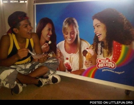 Forever alone eating ice cream with girls