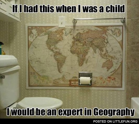 World map in toilet
