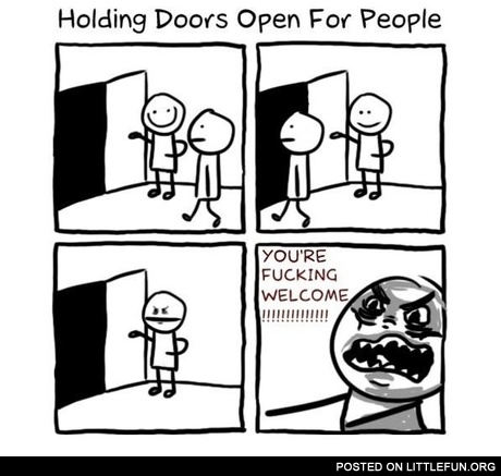 Holding doors open for people